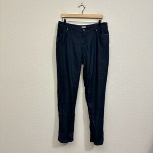 J. Jill 5-Pocket Pants Black Linen Straight Leg High Rise Gothic Moto